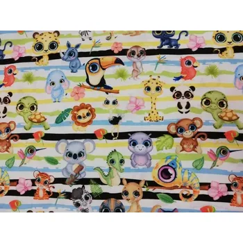 Bavlněná látka digi tisk šíře 145cm - Zvířátka (50cm)