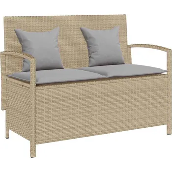 Zahradní nábytek vidaXL Zahradní lavice s polštářem Šedý polyratan [4104218] Barva: béžová a světle šedá