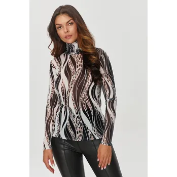 Vzorovaná halenka s vysokým rolákem M862 Velikost: S, Barva (Varianta): Barva 52