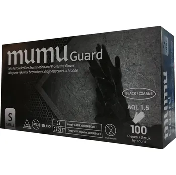 Vyšetřovací rukavice Nitrilové rukavice Mumu bez pudru, černé, velikost S, 100 ks