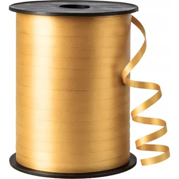 Stuha ZLATÁ STUHA NA BALÓNKY PLASTOVÁ PÁSKA LESKLÁ PEVNÁ 225M DEKORACE