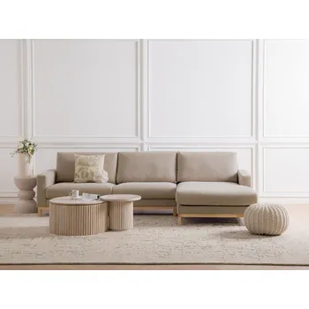 Pohovka Rohová pohovka taupe čalounění polyester levostranná dřevěné nohy stylová Beliani