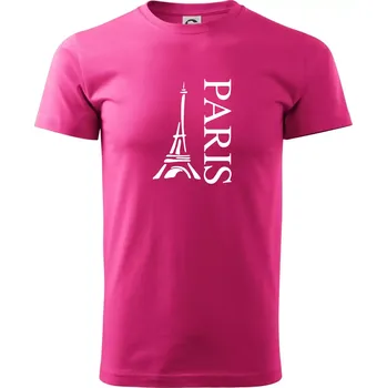 Pánské tričko Paris nápis Eiffelovka na výšku - Klasické pánské triko vyšší gramáže - XL ( Purpurová )