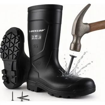 Pracovní obuv HOLÍNKY gumové holínky do průmyslu, ROBUSTNÍ gumáky, protipropichové S5, velikost 43