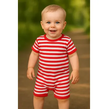 FARMERS® Dětský letní overal BAMBUS, námořník Barva: Jasně červená - bílá, Velikost: 86