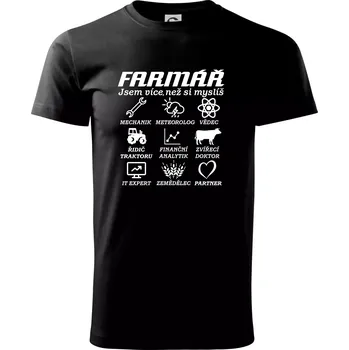 Pánské tričko Symboly farmář - Traktorista a partner - Triko extra velké (5-8XL) - 7XL ( Černá )