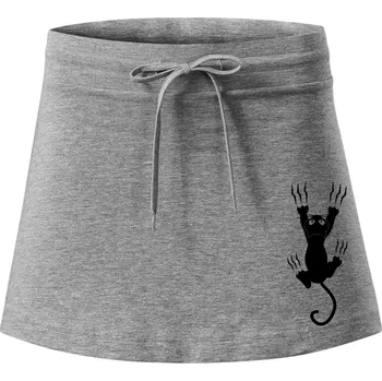 Dámská sukně Kočka visící - Sportovní sukně - two in one - XL ( Tmavě šedý melír )