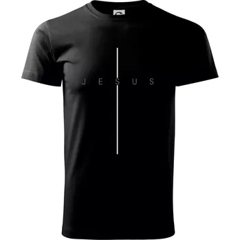Pánské tričko Jesus nápis v kříži - Triko extra velké (5-8XL) - 6XL ( Černá )
