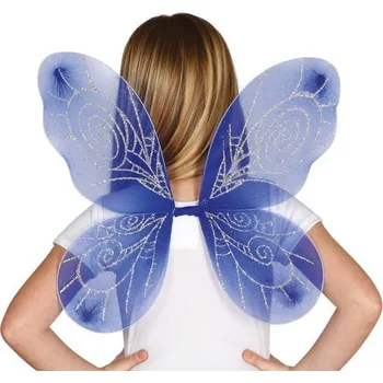 Karnevalový doplněk Motýlí křídla víly, nymfy – modrá s třpytkami