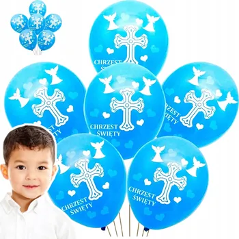 Balónek SADA BALÓNKŮ 6 Ks NA KŘTINY 25 cm KŘEST