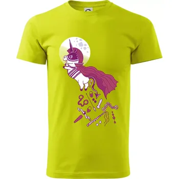 Drsný jednorožec (Pecka design) - Klasické pánské triko vyšší gramáže - M ( Limetková )