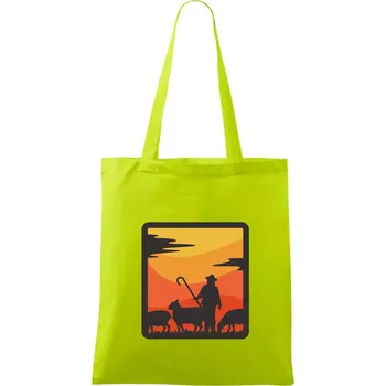 Nákupní taška Pastevec ovcí - čtverec - Taška bavlněná - 42 x 38 cm ( Limetková )