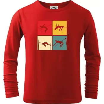 Chlapecké tričko Skok do výšky vintage - Triko dětské Long Sleeve - 122 cm/6 let ( Červená )