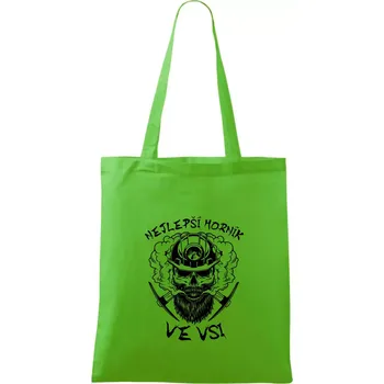 Nákupní taška Nejlepší horník ve vsi - Taška bavlněná - 42 x 38 cm ( Apple Green )