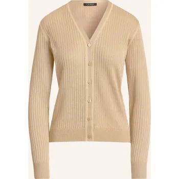 Dámský svetr Lauren Ralph Lauren Dámský Pletený Kardigan Se Lnem, béžová, 40