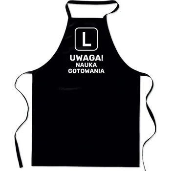 Kuchyňská zástěra ZÁSTĚRA S POTISKEM , POZOR! UČÍM SE VAŘIT, bavlna