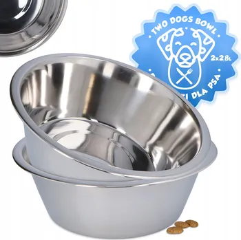 Miska pro psa 2x PSÍ MISKA 2,8 VELKÁ KOVOVÁ DVOJITÁ MISKA MISKY OCEL 4D