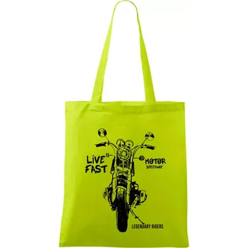 Motorka kresba live fast - Taška bavlněná - 42 x 38 cm ( Limetková )