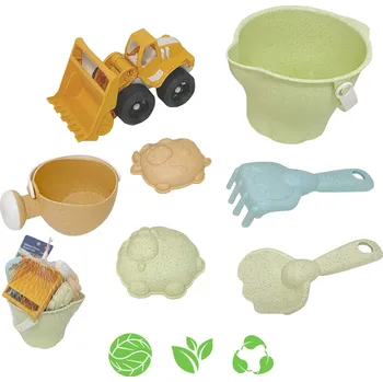 Hra na zahradu OEM WOOPIE GREEN Písková sada v kbelíku 7 ks. BIOLOGICKY ROZLOŽITELNÝ BIO MATERIÁL