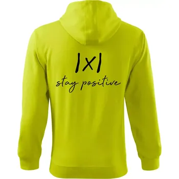 Pánská mikina Absolutní hodnota - stay positive - Mikina s kapucí na zip trendy zipper - M ( Limetková )