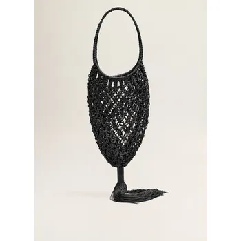 Kabelka MANGO ČERNÁ HÁČKOVANÁ KABELKA