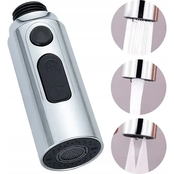 Vodovodní baterie NÁHRADNÍ HLAVICE/SLUCHÁTKO KE KUCHYŇSKÉ BATERII s vytahovací hubicí, 3 FUNKCE, chromová rukojeť