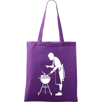 Grilování - Kuchař - Taška bavlněná - 42 x 38 cm ( Fialová )