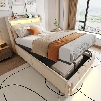 Postel Patrová postel Arhatreya moderní 90 x 200 cm béžová