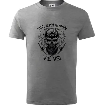 Chlapecké tričko Nejlepší horník ve vsi - Tričko dětské bavlněné - 146 cm/10 let ( Tmavě šedý melír )