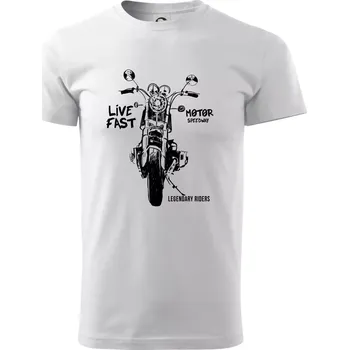 Pánské tričko Motorka kresba live fast - Triko extra velké (5-8XL) - 7XL ( Bílá )