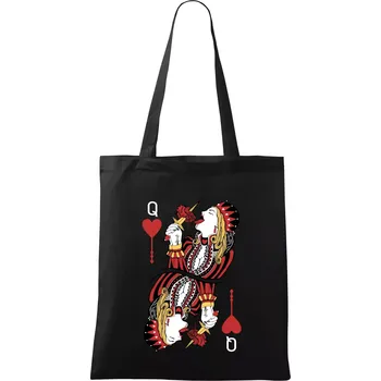 Nákupní taška Srdcová Královna kreslená (Pecka Design) - Taška bavlněná - 42 x 38 cm ( Černá )