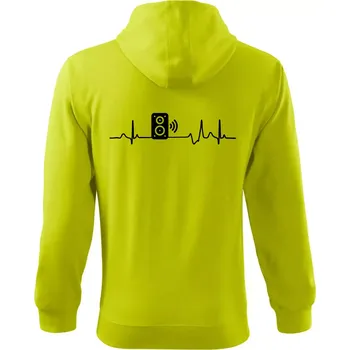 Pánská mikina Ekg reprobedna - Mikina s kapucí na zip trendy zipper - L ( Limetková )