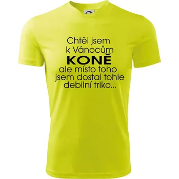 Chlapecké tričko Chtěl jsem dostat k Vánocům koně - Dětské triko sportovní (dresovina) - 146 cm/10 let ( Neonově žlutá )