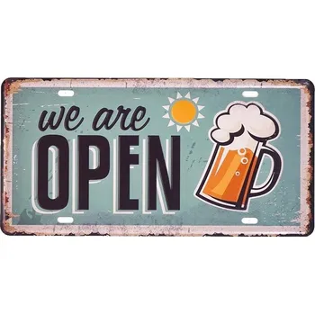 Plechová cedule Kovová cedule WE ARE OPEN 2