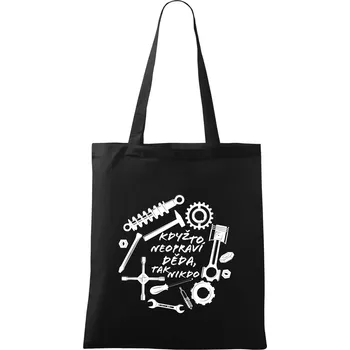 Nákupní taška Automechanik - Když to neopraví děda - Taška bavlněná - 42 x 38 cm ( Černá )