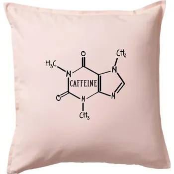 Polštář Caffeine molekuly - Polštář 50x50 - 50x50 - Včetně výplně ( Světle růžová )
