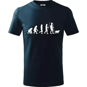 Chlapecké tričko Evoluce pastevec ovcí - Tričko dětské bavlněné - 134 cm/8 let ( Námořní modrá (velmi tmavá - téměř černá) )