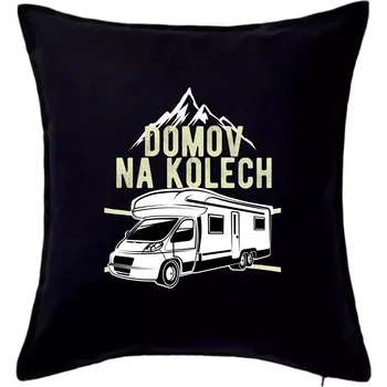 Polštář Domov na kolech - Polštář 50x50 - 50x50 - Pouze potah ( Černá )