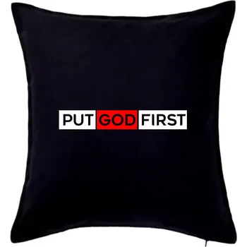 Polštář Put God first obdélník - Polštář 50x50 - 50x50 - Pouze potah ( Černá )