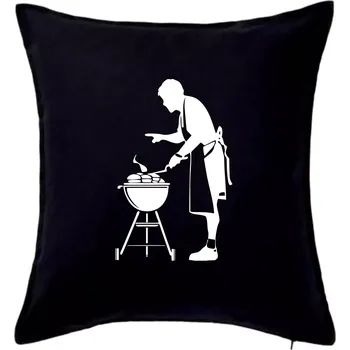 Polštář Grilování - Kuchař - Polštář 50x50 - 50x50 - Pouze potah ( Černá )