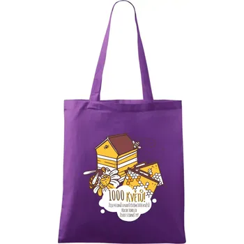 Včela - 1000 květů - Taška bavlněná - 42 x 38 cm ( Fialová )