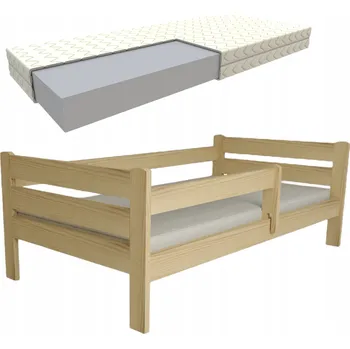 Dětská postel DĚTSKÁ POSTEL EDI 90x200 DŘEVĚNÁ BOROVICE S MATRACÍ + ROŠT DÁREK