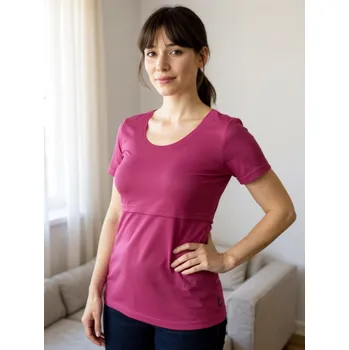 Kojicí tričko Kateřina, krátký rukáv, cyklámen L/XL