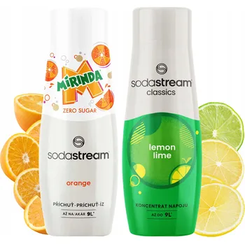 Výrobník sody SODASTREAM Mirinda Zero + Lemon Lime sada sirupů pro výrobník sody 2 ks
