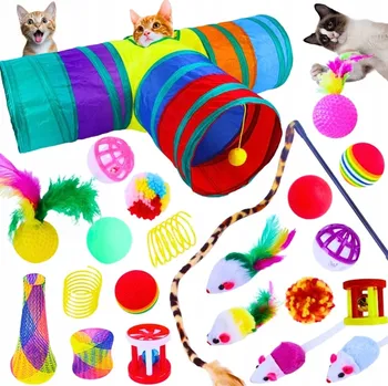 Hračka pro kočku HRAČKY PRO KOČKY VELKÁ SADA XXL 22 DÍLŮ TUNEL MÍČEK MYŠ HRAČKA