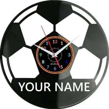 Hodiny Fotbalový Míč Tvé Jméno Nástěnné Hodiny Vinylová Deska Moderní Dekorace
