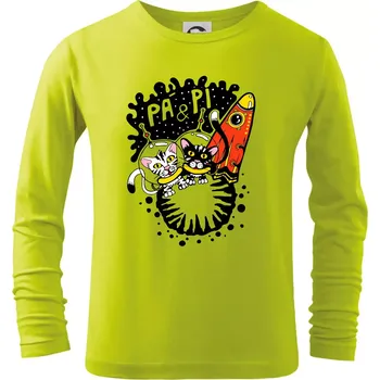 Chlapecké oblečení Pá a Pi z kočičí planety (Pecka Design) - Triko dětské Long Sleeve - 146 cm/10 let ( Limetková )