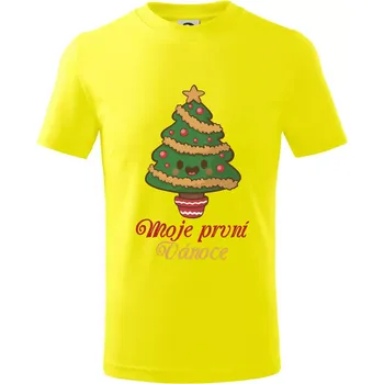 Chlapecké tričko Moje první Vánoce stromek - Tričko dětské bavlněné - 134 cm/8 let ( Citrónová )