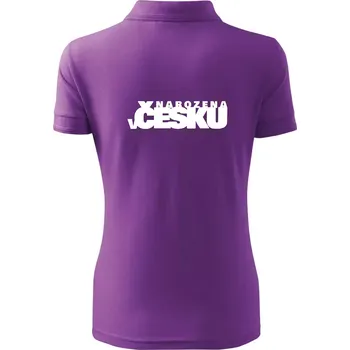 Nápis - Narozena v Česku - Polokošile dámská Pique Polo - M ( Fialová )