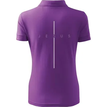Jesus nápis v kříži - Polokošile dámská Pique Polo - 2XL ( Fialová )